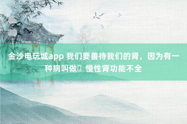 金沙電玩城app 我們要善待我們的腎,因為有一種病叫做?慢性腎功能不全