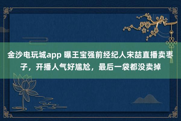 金沙電玩城app 曝王寶強前經紀人宋喆直播賣棗子,開播人氣好尷尬,最后一袋都沒賣掉