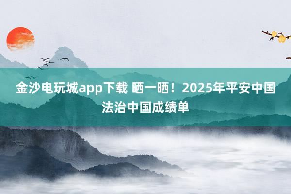 金沙電玩城app下載 曬一曬!2025年平安中國法治中國成績單