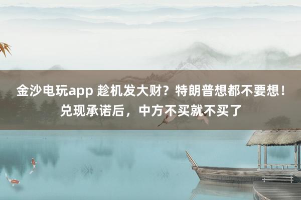 金沙電玩app 趁機(jī)發(fā)大財(cái)？特朗普想都不要想！兌現(xiàn)承諾后，中方不買就不買了