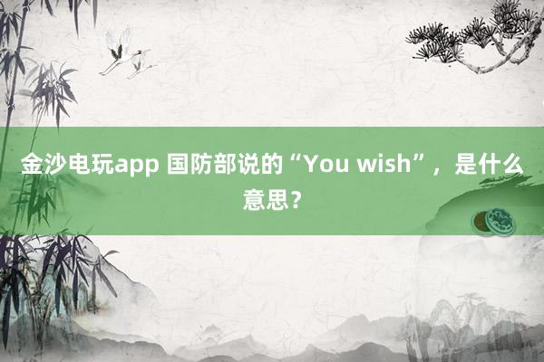 金沙電玩app 國防部說的“You wish”，是什么意思？